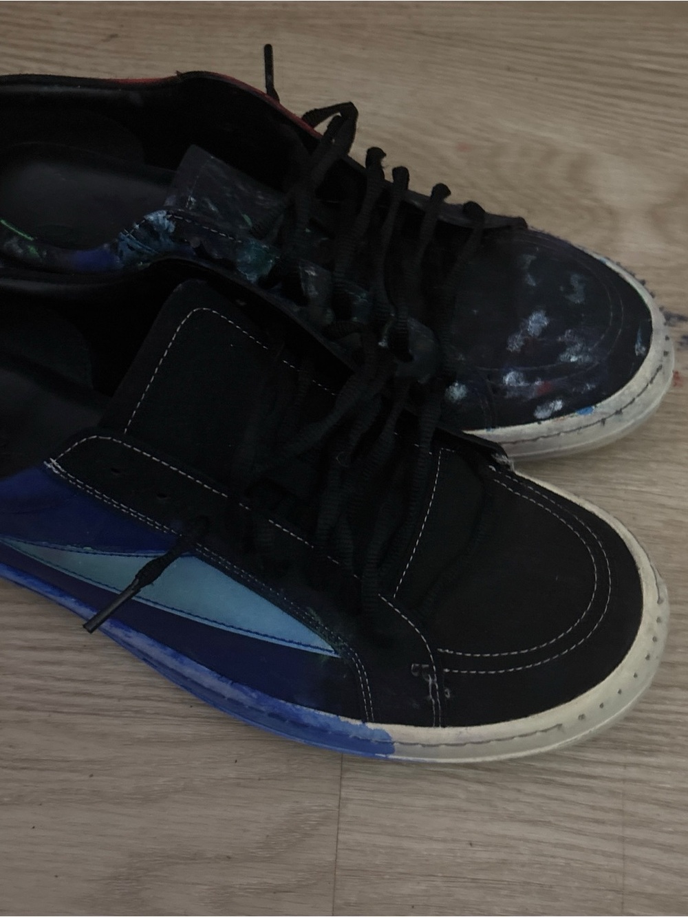 Rick Owens Black Sneakers with Blue Accents